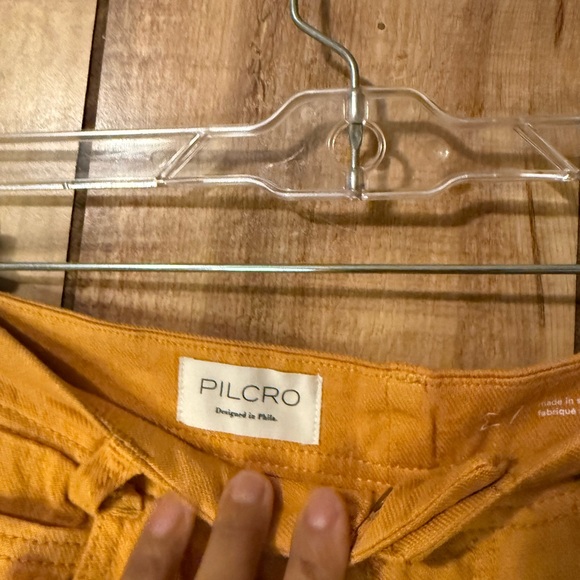Anthropologie Pilcro Yellow Pants Wide Leg Raw Hem - Picture 6 of 12
